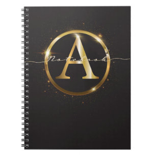Carnet Monogramme d'or noir moderne