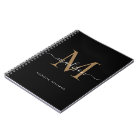 Monogramme d'or noir moderne Nom initial