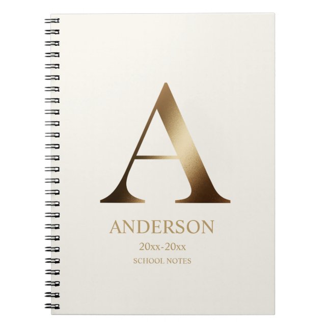 Carnet Monogramme d'or personnalisé | Blanc (Devant)