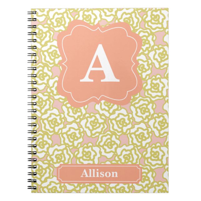 Carnet Monogramme d'orange de roses jaunes (Devant)