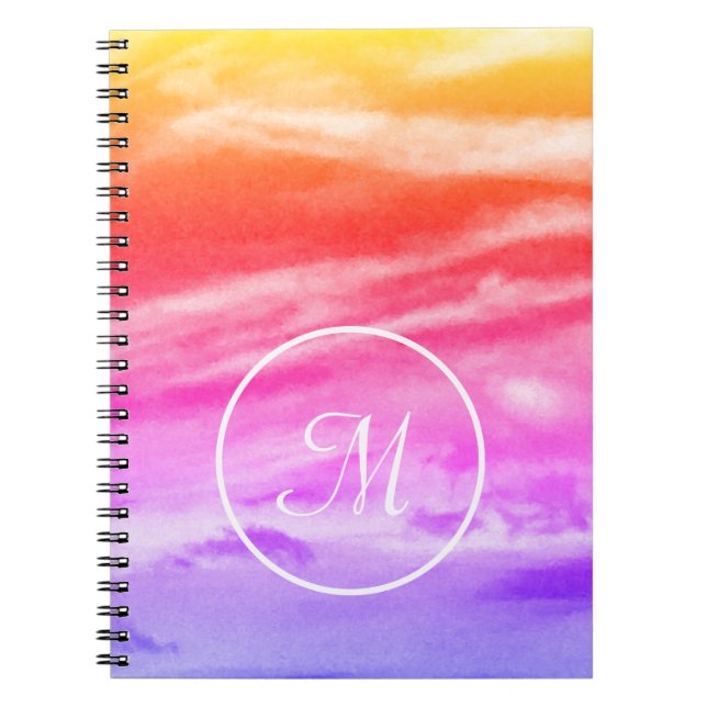 Carnet Monogramme du ciel du coucher du soleil (Devant)
