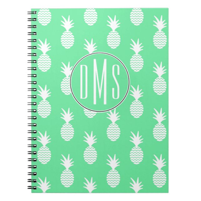 Carnet Monogramme du motif | de menthe d'ananas (Devant)