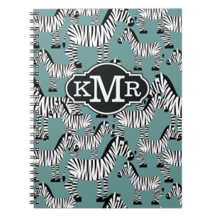 Carnet Monogramme du motif   de zèbre