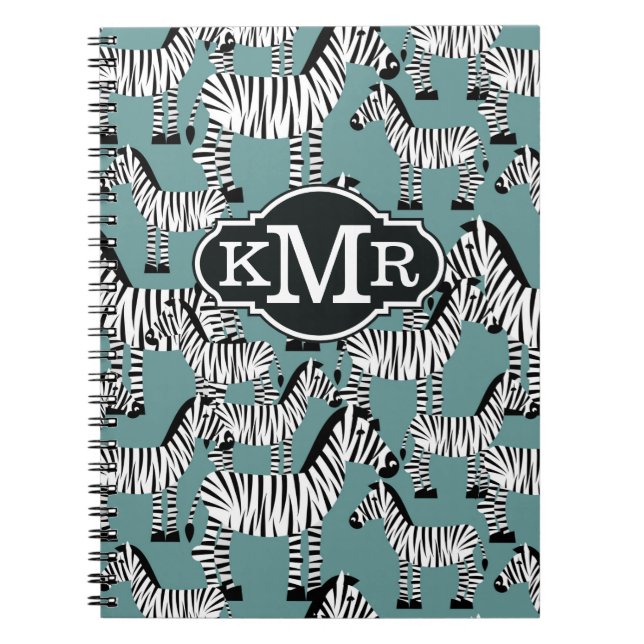 Carnet Monogramme du motif | de zèbre (Devant)