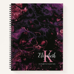 Carnet Monogramme Élégant Écriture Noir Violet