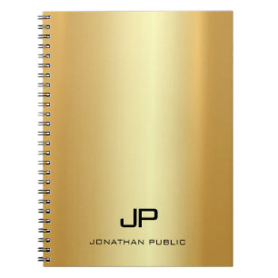 Carnet Monogramme Elégant Faux Gold Modèle Moderne tendan