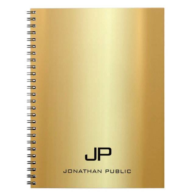 Carnet Monogramme Elégant Faux Gold Modèle Moderne tendan (Devant)