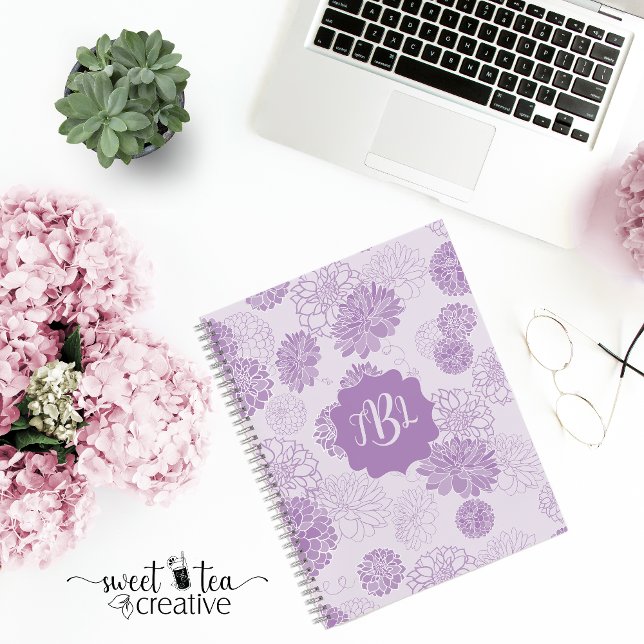 Carnet Monogramme Élégant Floral (Créateur téléchargé)