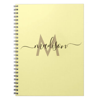 Carnet Monogramme élégant Jaune écriture Bureau École
