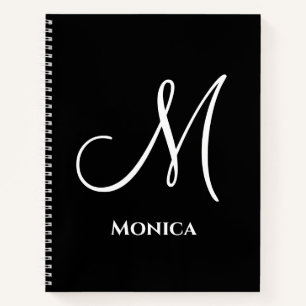 Carnet Monogramme élégant noir et blanc 