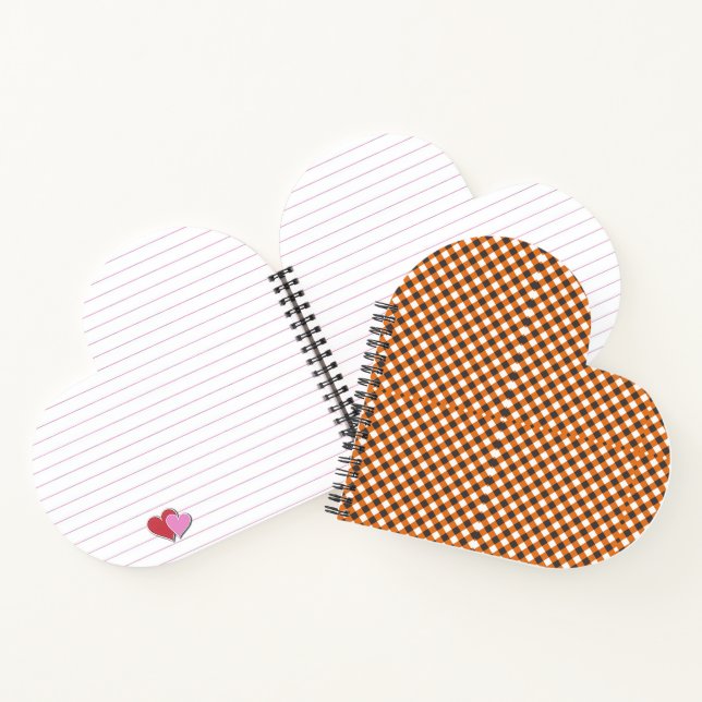 Carnet Monogramme Elegant Orange Blanc Plaid En vichy Coe (Intérieur)
