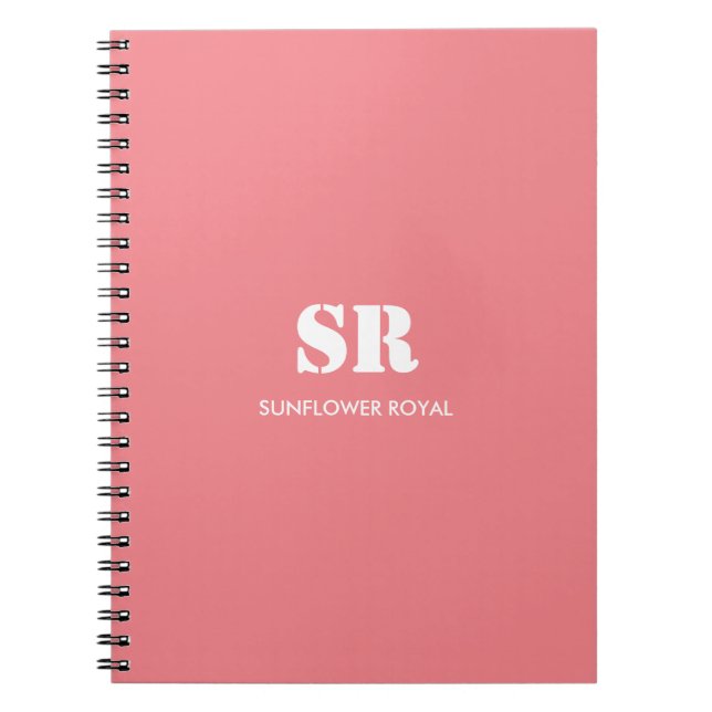 Carnet Monogramme Élégant rose minimal (Devant)