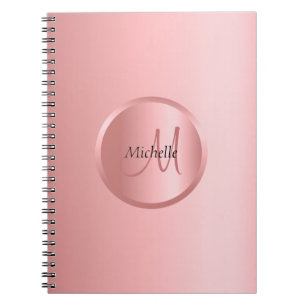 Carnet Monogramme élégant Rose sur mesure Or moderne