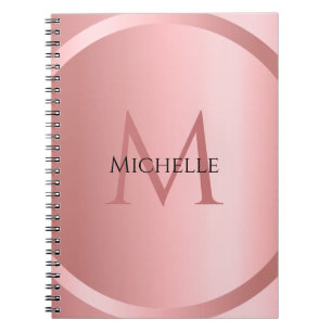 Carnet Monogramme élégant Rose sur mesure Or moderne