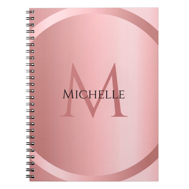 Carnet Monogramme élégant Rose sur mesure Or moderne (Devant)