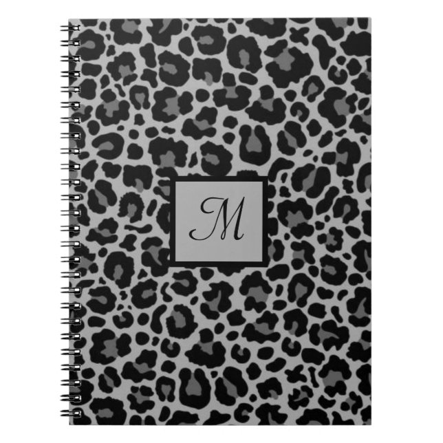 Carnet Monogramme Empreinte de léopard Animal Cheetah Gri (Devant)