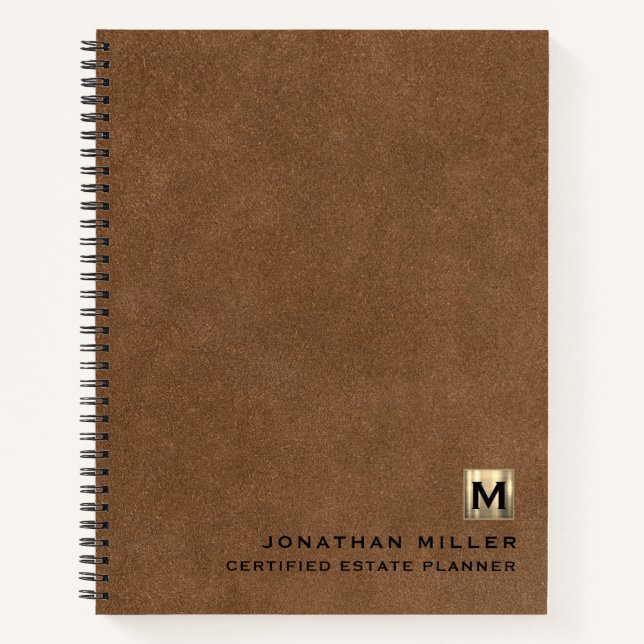 Carnet Monogramme en cuir Brown simple (Devant)