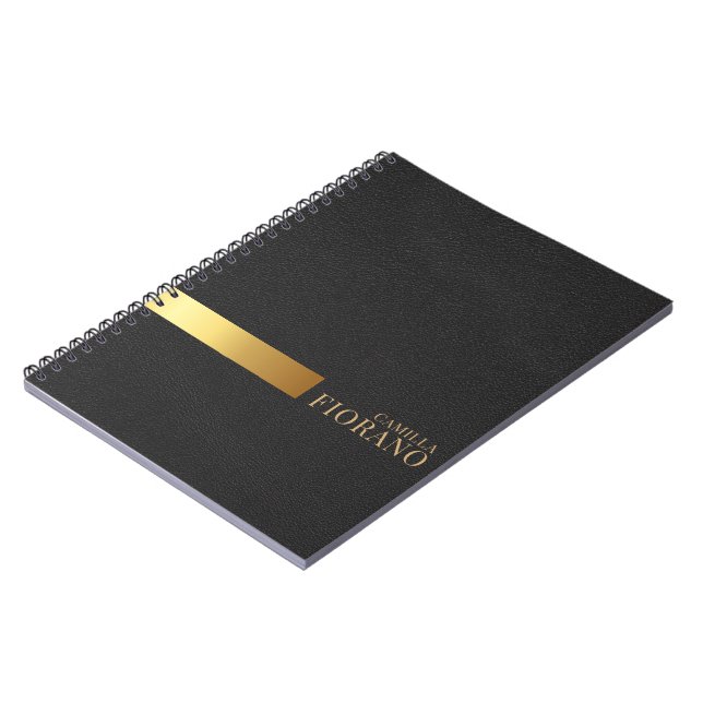 Carnet Monogramme en cuir élégant de luxe doré (Côté gauche)