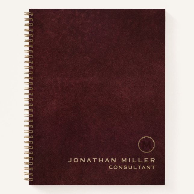 Carnet Monogramme en cuir professionnel de luxe (Devant)