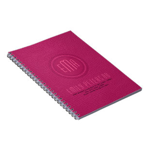 Carnet Monogramme en cuir rose Faux