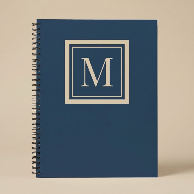 Carnet Monogramme encadré bleu personnalisé et vanille (Créateur téléchargé)