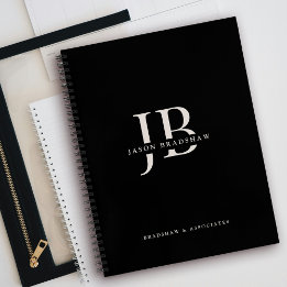 Carnet Monogramme et nom classique professionnel simple