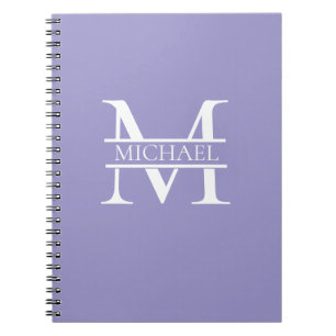 Carnet Monogramme et nom Elegant Purple Personnalisé