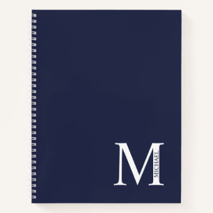 Carnet Monogramme et nom élégants personnalisés bleu mari