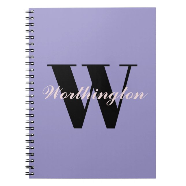 Carnet Monogramme et nom féminin violet  (Devant)