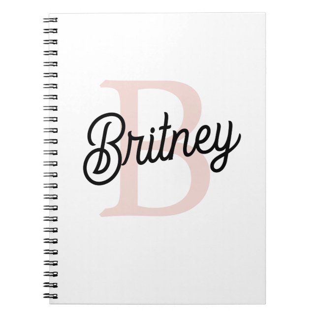 Carnet Monogramme et nom personnalisé moderne Pastel Pink (Devant)