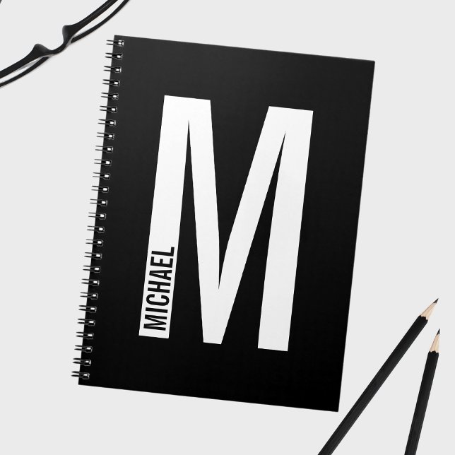 Carnet Monogramme et nom personnalisés modernes (Créateur téléchargé)