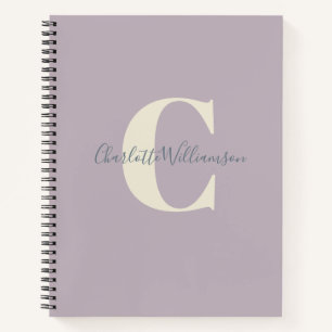 Carnet Monogramme et nom personnalisés simples à Lilac