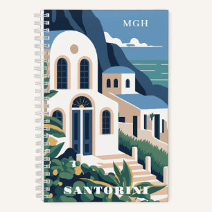 Carnet Monogramme et texte personnalisés Santorin Grèce