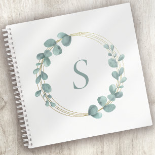 Carnet Monogramme Eucalyptus Verdure Parties scintillant 