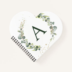 Carnet Monogramme Eucalyptus Vert Blanc Botanique
