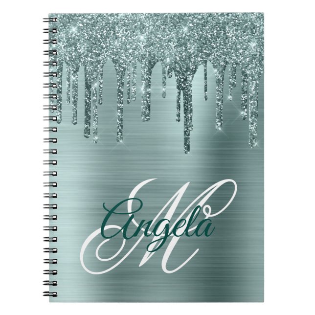 Carnet Monogramme fantaisie de Parties scintillant à huil (Devant)