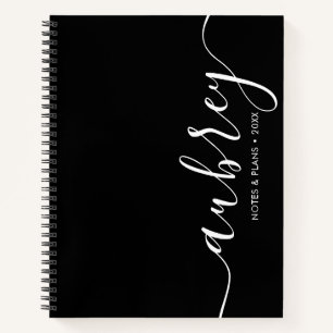 Carnet Monogramme fillette calligraphie noir