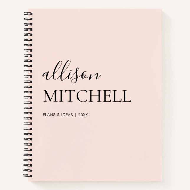 Carnet Monogramme fillette calligraphie rose pâle (Devant)