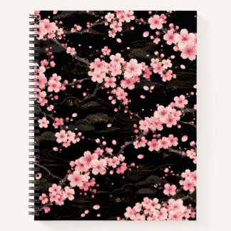 Carnet Monogramme Fleur de Cerisier Japonaise Rose Pâle n