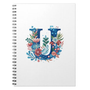 Carnet monogramme floral décoratif U