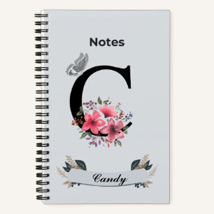 Carnet Monogramme Floral - Initiale Personnalisée