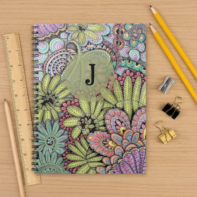 Carnet Monogramme Floral Vibrant Créatif Artistique (Créateur téléchargé)