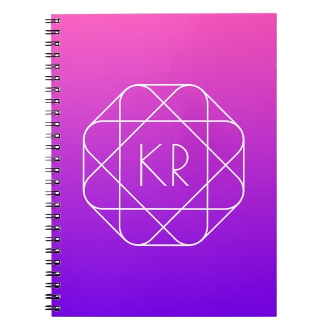 Carnet Monogramme géométrique cool | Violette violette ma (Devant)