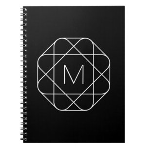 Carnet Monogramme géométrique noir et blanc