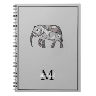 Carnet Monogramme Graphique mignon Eléphant Noir personna