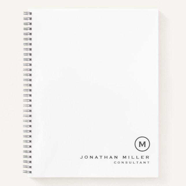 Carnet Monogramme gris blanc professionnel (Devant)
