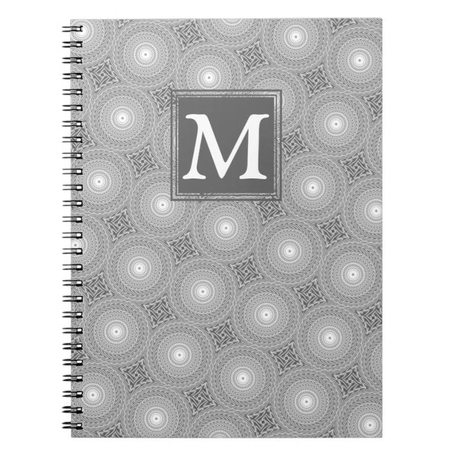 Carnet Monogramme gris cercles motif (Devant)