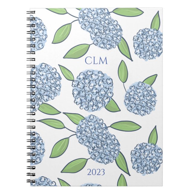 Carnet Monogramme Hydrangea Prendre Note (Devant)