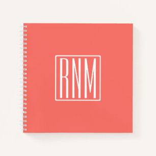 Carnet Monogramme initial   Blanc Sur Le Corail