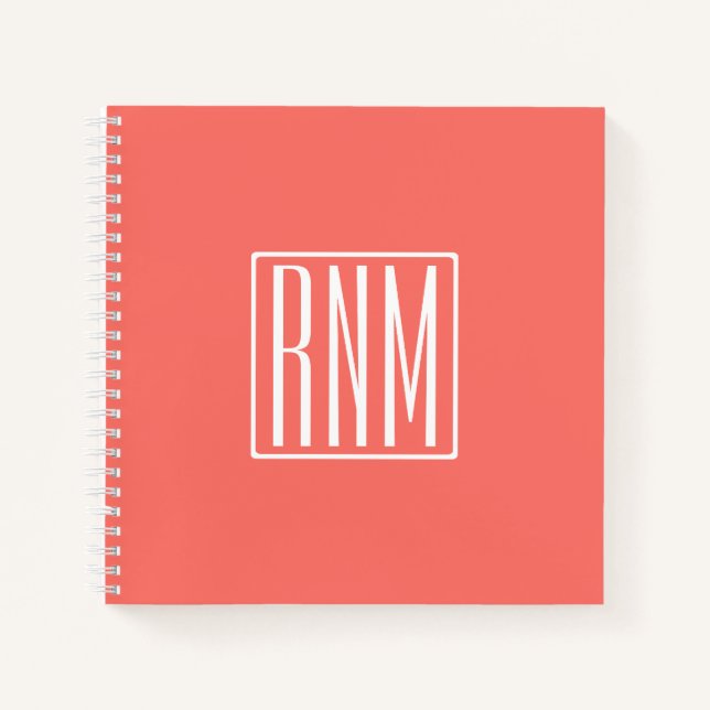Carnet Monogramme initial | Blanc Sur Le Corail (Devant)